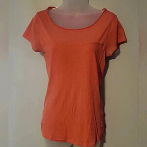Express casual Tee, sheer top, solid bottom, color bright Orange, size small